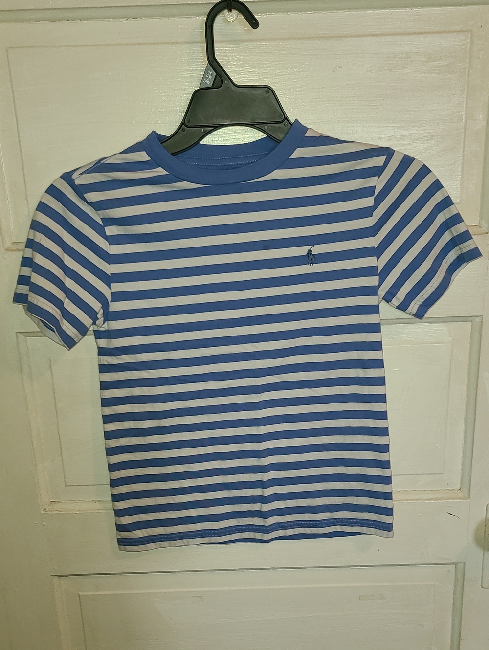 Ralph Lauren Blue and White Striped Short Sleeve Tee